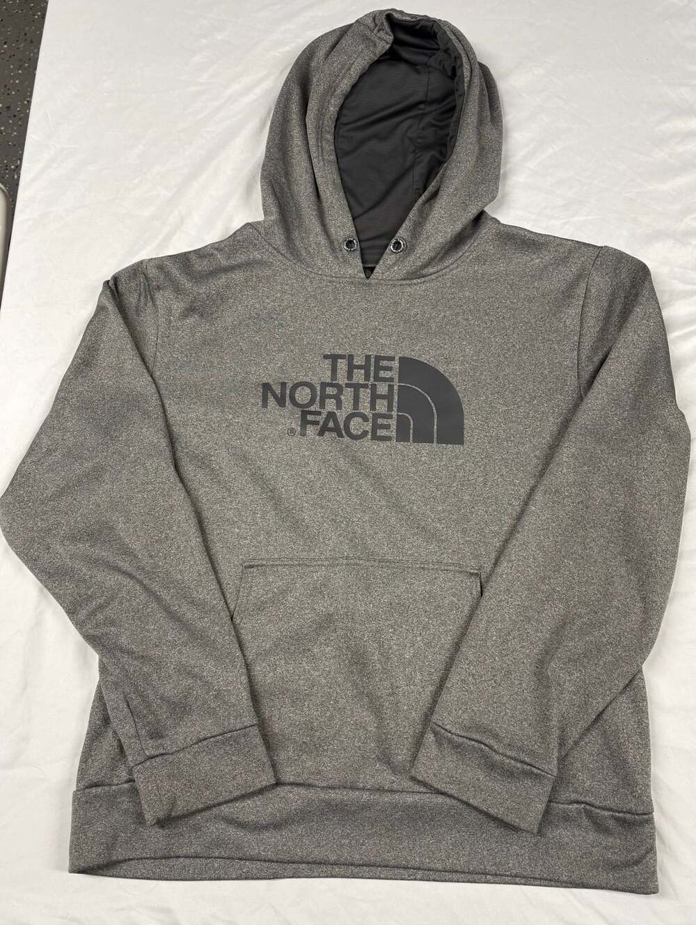 The North Face Heather Gray Pullover Hoodie Sweatshirt with Big Logo
